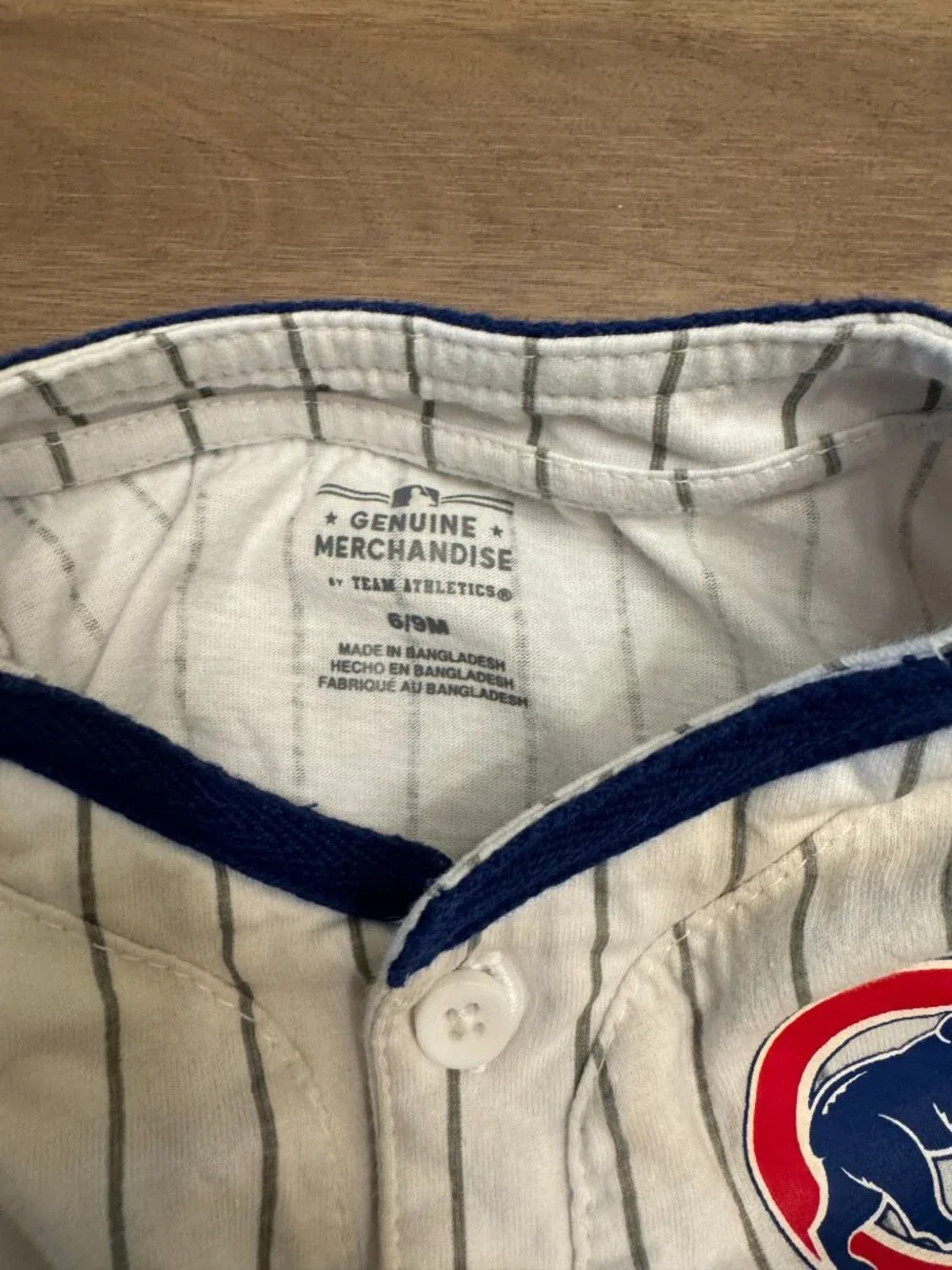 Chicago Cubs Pinstripe Puff-Sleeve Baby Romper MLB 6-9M